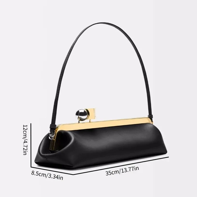 Designer Long Clutch Bag with Removable Shoulder Strap, Women's Fashionable Baguette Bag, Luxury Clip Handbag Purses for Ladies